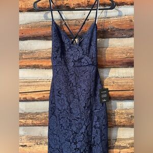 Elegant Navy Lace Dress